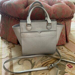Cole Haan Silver Leather Double Handle Cross Body Bag